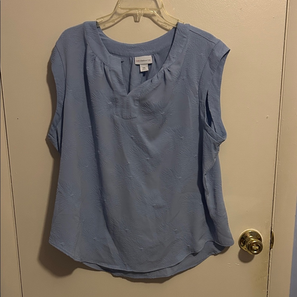 Liz Claiborne XXL Blue Sleeveless Floral Blouse